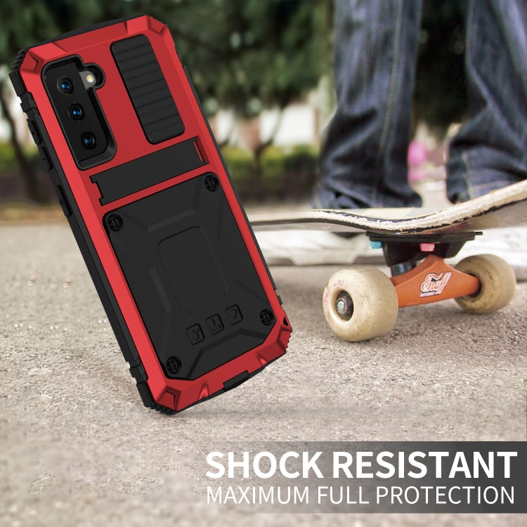 For Samsung Galaxy S21+ 5G R-JUST Shockproof Waterproof Dust-proof Metal + Silicone Protective Case with Holder(Red) - Galaxy S21+ 5G Cases by R-JUST | Online Shopping UK | buy2fix