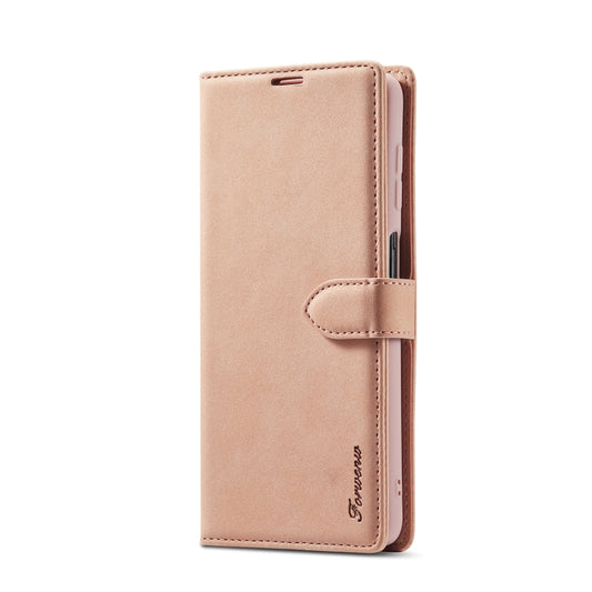 For Samsung Galaxy A12 Forwenw F1 Series Matte Strong Magnetism Horizontal Flip Leather Case with Holder & Card Slots & Wallet & Photo Frame(Rose Gold) - Galaxy Phone Cases by Forwenw | Online Shopping UK | buy2fix