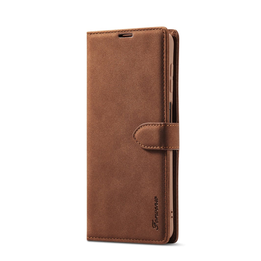 For Samsung Galaxy A12 Forwenw F1 Series Matte Strong Magnetism Horizontal Flip Leather Case with Holder & Card Slots & Wallet & Photo Frame(Brown) - Galaxy Phone Cases by Forwenw | Online Shopping UK | buy2fix