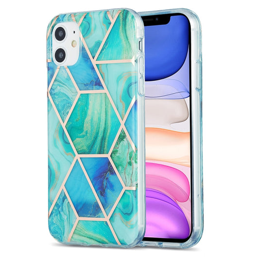 For iPhone 11 3D Electroplating Marble Pattern TPU Protective Case (Green Blue) - iPhone 11 Cases by buy2fix | Online Shopping UK | buy2fix