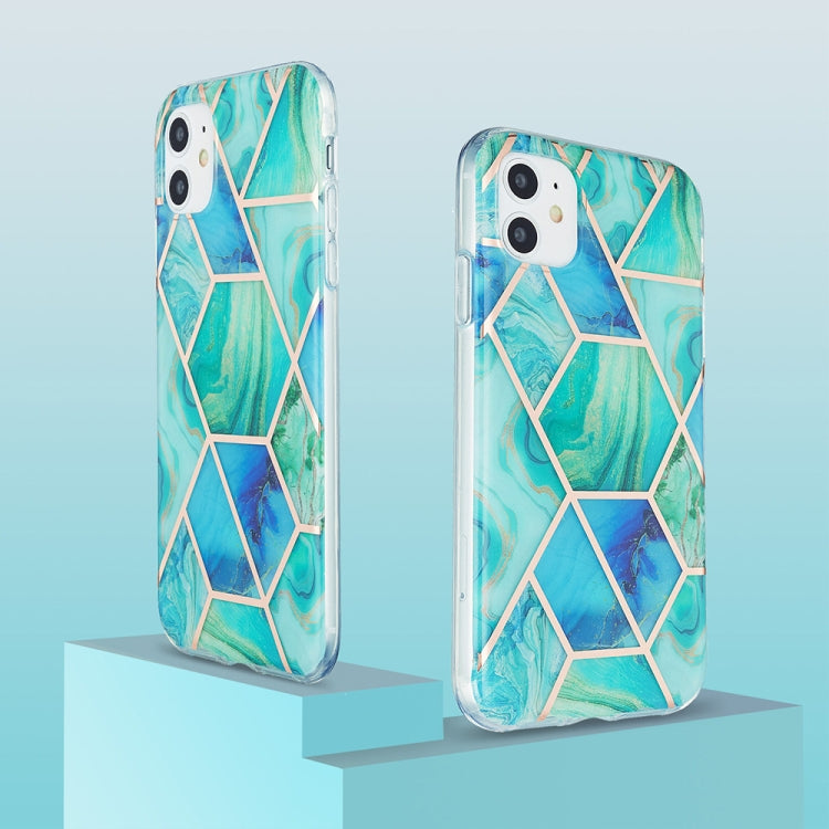 For iPhone 11 3D Electroplating Marble Pattern TPU Protective Case (Green Blue) - iPhone 11 Cases by buy2fix | Online Shopping UK | buy2fix