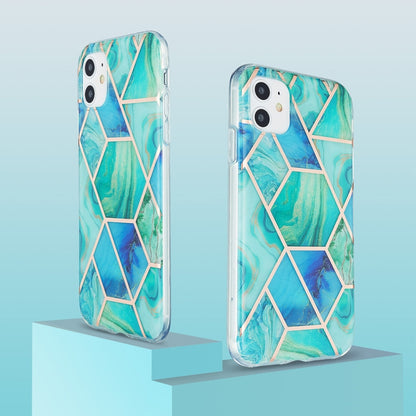 For iPhone 11 3D Electroplating Marble Pattern TPU Protective Case (Green Blue) - iPhone 11 Cases by buy2fix | Online Shopping UK | buy2fix