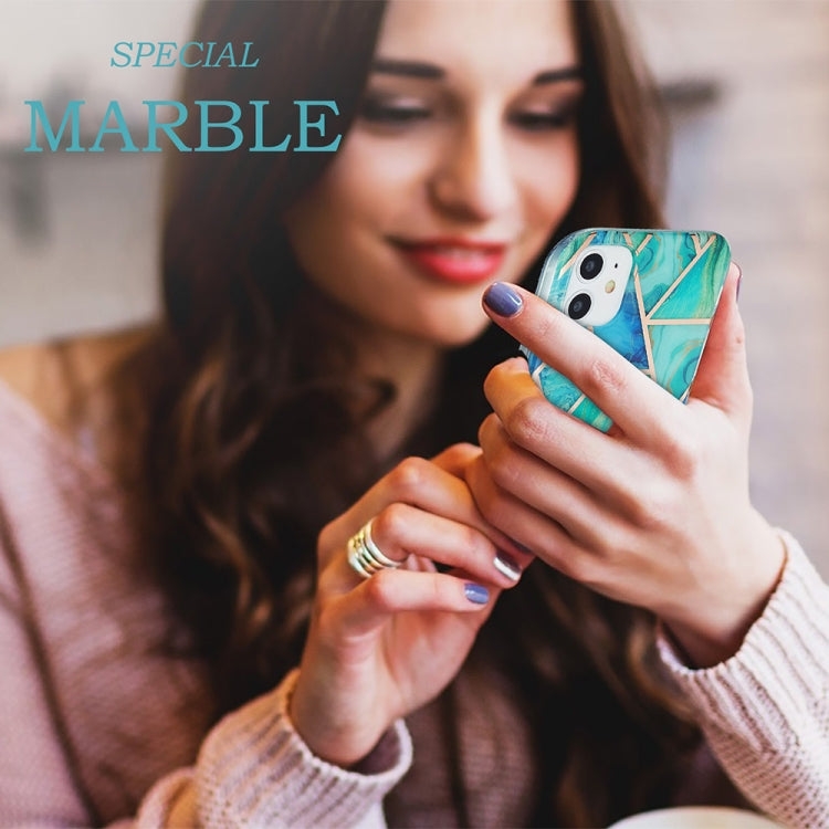 For iPhone 11 3D Electroplating Marble Pattern TPU Protective Case (Green Blue) - iPhone 11 Cases by buy2fix | Online Shopping UK | buy2fix