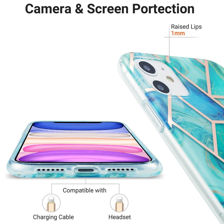 For iPhone 11 3D Electroplating Marble Pattern TPU Protective Case (Green Blue) - iPhone 11 Cases by buy2fix | Online Shopping UK | buy2fix