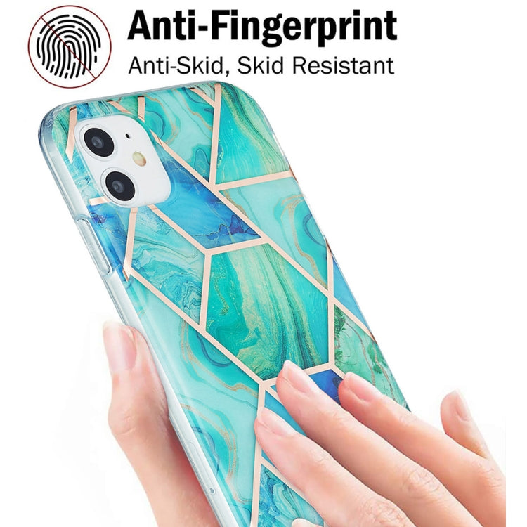 For iPhone 11 3D Electroplating Marble Pattern TPU Protective Case (Green Blue) - iPhone 11 Cases by buy2fix | Online Shopping UK | buy2fix