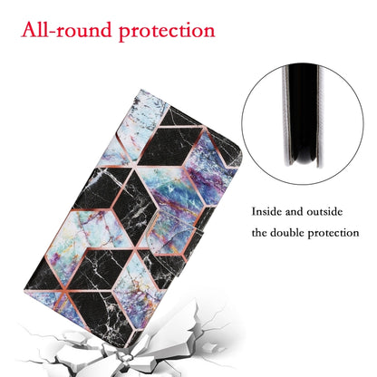 For Samsung Galaxy A12 Coloured Drawing Pattern Horizontal Flip PU Leather Case with Holder & Card Slots & Wallet & Lanyard(Black Marble) by buy2fix