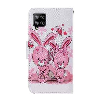 For Samsung Galaxy A12 Coloured Drawing Pattern Horizontal Flip PU Leather Case with Holder & Card Slots & Wallet & Lanyard(Cute Rabbit) by buy2fix