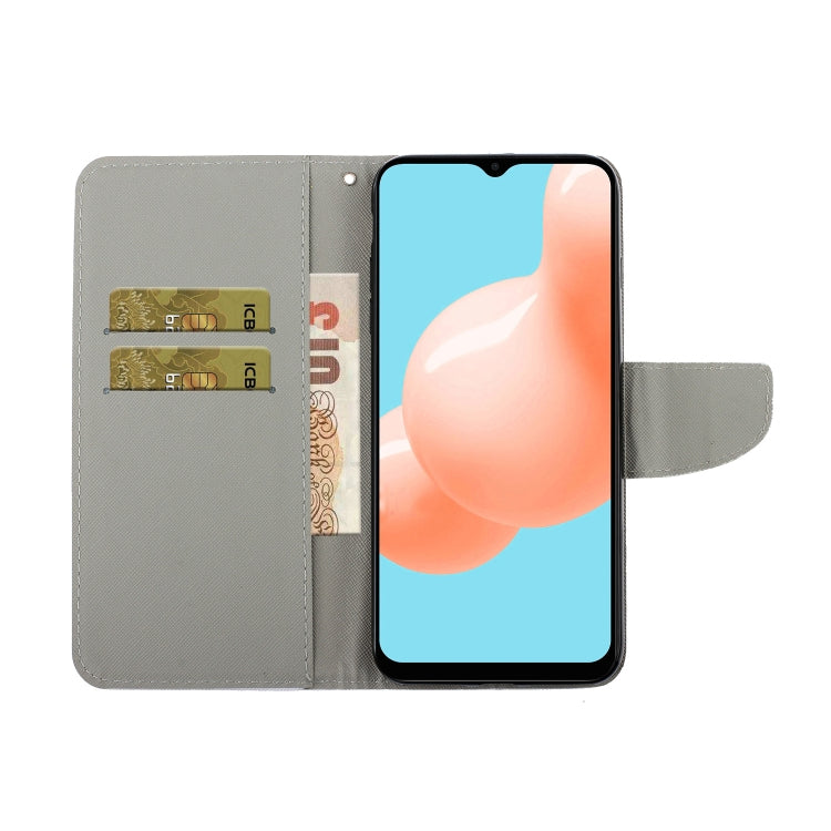 For Samsung Galaxy A12 Coloured Drawing Pattern Horizontal Flip PU Leather Case with Holder & Card Slots & Wallet & Lanyard(Cute Rabbit) by buy2fix