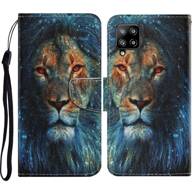 For Samsung Galaxy A12 Coloured Drawing Pattern Horizontal Flip PU Leather Case with Holder & Card Slots & Wallet & Lanyard(Lion) by buy2fix