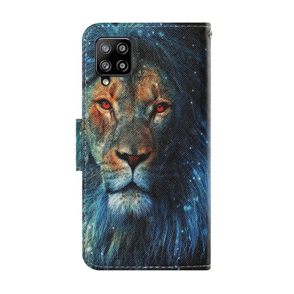 For Samsung Galaxy A12 Coloured Drawing Pattern Horizontal Flip PU Leather Case with Holder & Card Slots & Wallet & Lanyard(Lion) by buy2fix