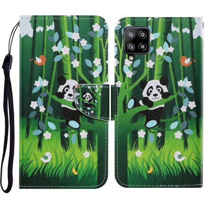 For Samsung Galaxy A12 Coloured Drawing Pattern Horizontal Flip PU Leather Case with Holder & Card Slots & Wallet & Lanyard(Panda) by buy2fix