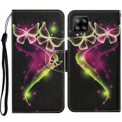For Samsung Galaxy A12 Coloured Drawing Pattern Horizontal Flip PU Leather Case with Holder & Card Slots & Wallet & Lanyard(Couple Butterfly) by buy2fix