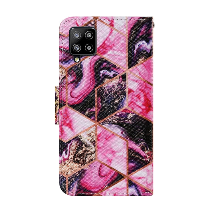 For Samsung Galaxy A12 Coloured Drawing Pattern Horizontal Flip PU Leather Case with Holder & Card Slots & Wallet & Lanyard(Purple Marble) by buy2fix