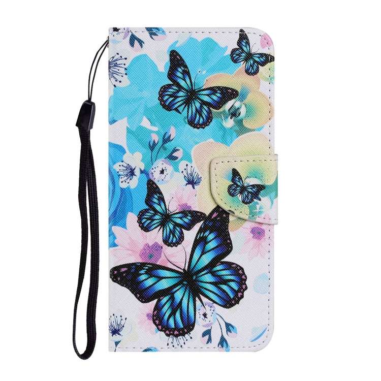 For Samsung Galaxy A12 Coloured Drawing Pattern Horizontal Flip PU Leather Case with Holder & Card Slots & Wallet & Lanyard(Purple Butterfly) by buy2fix