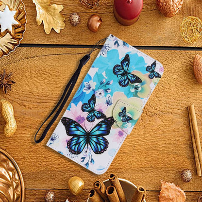 For Samsung Galaxy A12 Coloured Drawing Pattern Horizontal Flip PU Leather Case with Holder & Card Slots & Wallet & Lanyard(Purple Butterfly) by buy2fix