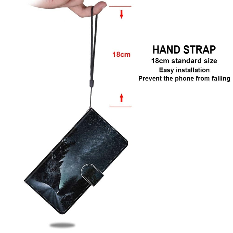 For iPhone 12 mini Coloured Drawing Cross Texture Horizontal Flip Leather Case with Holder & Card Slots & Wallet & Lanyard(Mountain Road Starry Sky) - iPhone 12 mini Cases by buy2fix | Online Shopping UK | buy2fix