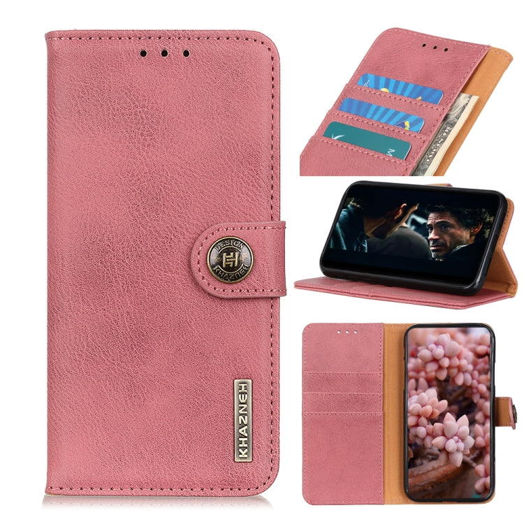 For Xiaomi Redmi Note 9 5G KHAZNEH Cowhide Texture Horizontal Flip Leather Case with Holder & Card Slots & Wallet(Pink) - Xiaomi Cases by buy2fix | Online Shopping UK | buy2fix