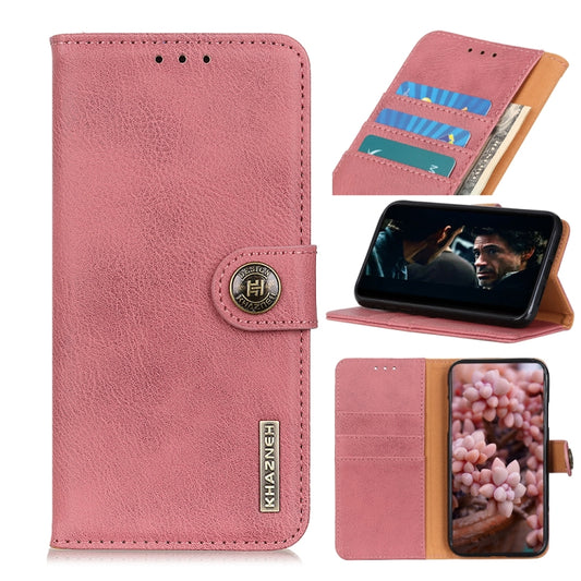 For Xiaomi Redmi Note 9 5G KHAZNEH Cowhide Texture Horizontal Flip Leather Case with Holder & Card Slots & Wallet(Pink) - Xiaomi Cases by buy2fix | Online Shopping UK | buy2fix