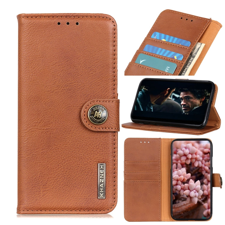 For Xiaomi Redmi Note 9 5G KHAZNEH Cowhide Texture Horizontal Flip Leather Case with Holder & Card Slots & Wallet(Brown) - Xiaomi Cases by buy2fix | Online Shopping UK | buy2fix