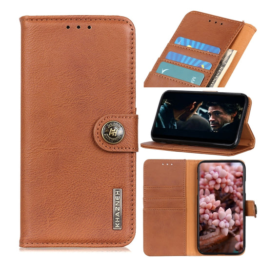 For Xiaomi Redmi Note 9 5G KHAZNEH Cowhide Texture Horizontal Flip Leather Case with Holder & Card Slots & Wallet(Brown) - Xiaomi Cases by buy2fix | Online Shopping UK | buy2fix