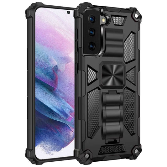 For Samsung Galaxy S21+ 5G Shockproof TPU + PC Magnetic Protective Case with Holder(Black) - Galaxy S21+ 5G Cases by buy2fix | Online Shopping UK | buy2fix