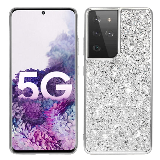 For Samsung Galaxy S21 Ultra 5G Glitter Powder Shockproof TPU Protective Case(Silver) - Galaxy S21 Ultra 5G Cases by buy2fix | Online Shopping UK | buy2fix