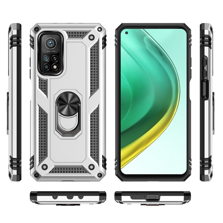 For Xiaomi Mi 10T Pro 5G Shockproof TPU + PC Protective Case with 360 Degree Rotating Holder(Silver) - Xiaomi Cases by buy2fix | Online Shopping UK | buy2fix