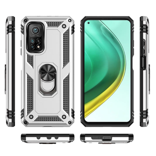 For Xiaomi Mi 10T Pro 5G Shockproof TPU + PC Protective Case with 360 Degree Rotating Holder(Silver) - Xiaomi Cases by buy2fix | Online Shopping UK | buy2fix