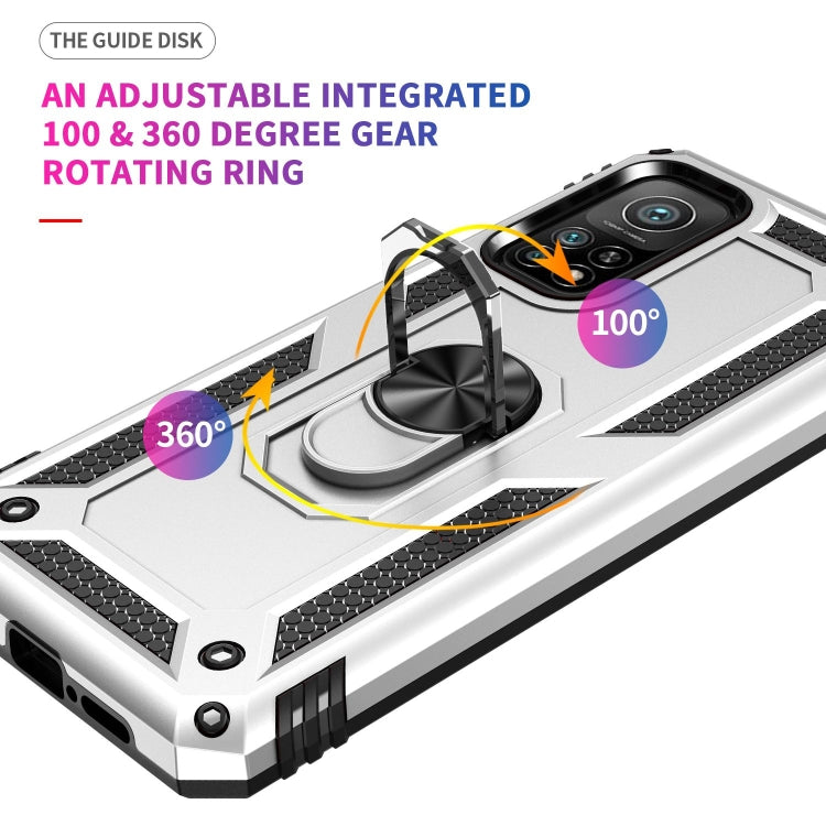 For Xiaomi Mi 10T Pro 5G Shockproof TPU + PC Protective Case with 360 Degree Rotating Holder(Silver) - Xiaomi Cases by buy2fix | Online Shopping UK | buy2fix