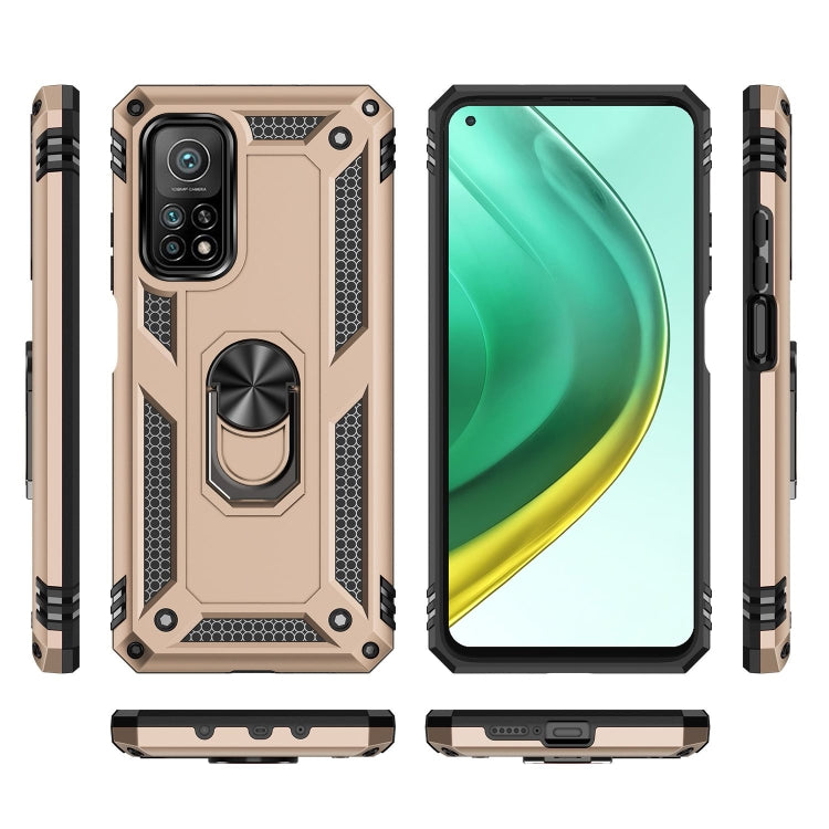For Xiaomi Mi 10T Pro 5G Shockproof TPU + PC Protective Case with 360 Degree Rotating Holder(Gold) - Xiaomi Cases by buy2fix | Online Shopping UK | buy2fix