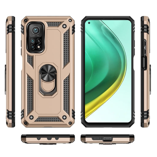 For Xiaomi Mi 10T Pro 5G Shockproof TPU + PC Protective Case with 360 Degree Rotating Holder(Gold) - Xiaomi Cases by buy2fix | Online Shopping UK | buy2fix