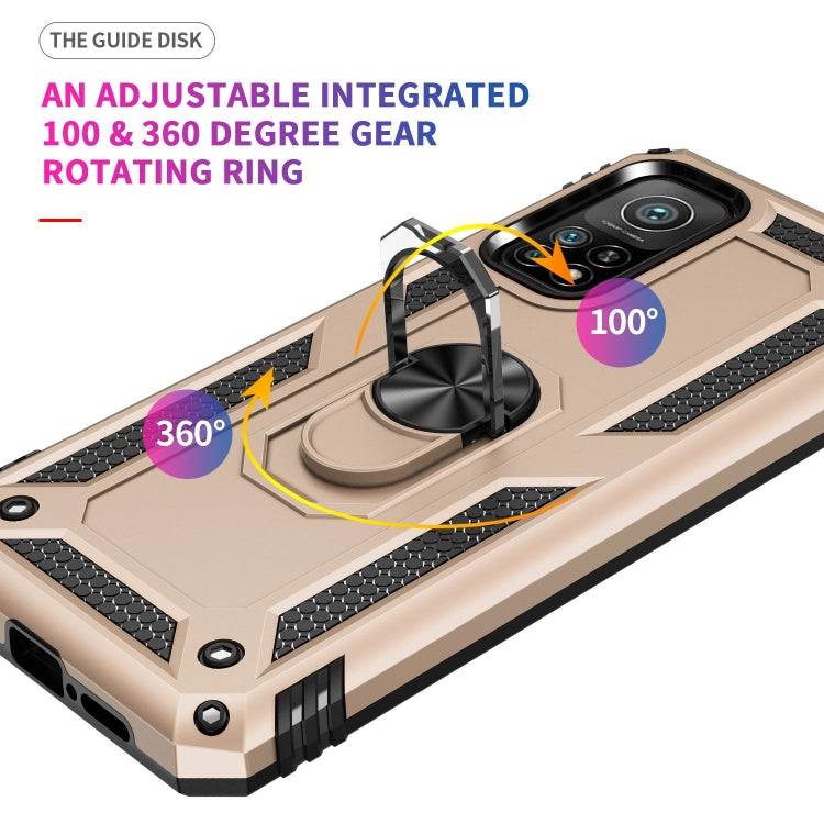 For Xiaomi Mi 10T Pro 5G Shockproof TPU + PC Protective Case with 360 Degree Rotating Holder(Gold) - Xiaomi Cases by buy2fix | Online Shopping UK | buy2fix