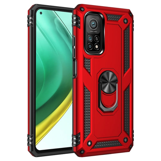 For Xiaomi Mi 10T Pro 5G Shockproof TPU + PC Protective Case with 360 Degree Rotating Holder(Red)