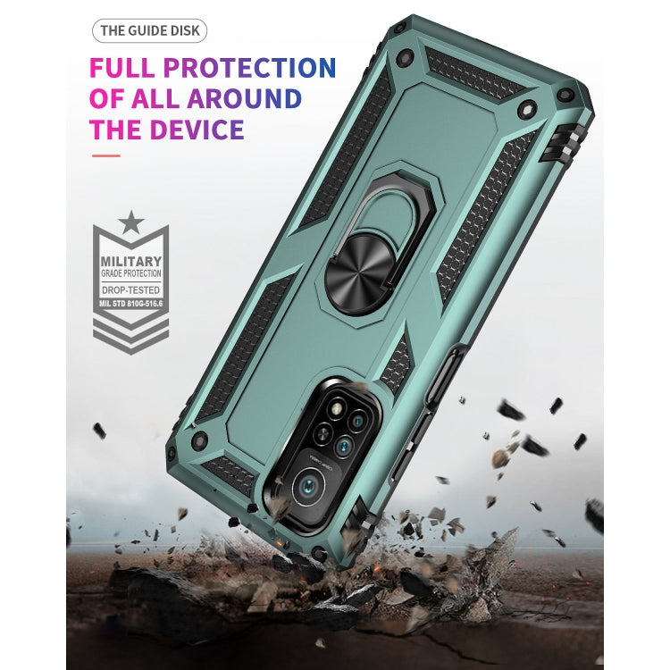 For Xiaomi Mi 10T Pro 5G Shockproof TPU + PC Protective Case with 360 Degree Rotating Holder(Dark Green) - Xiaomi Cases by buy2fix | Online Shopping UK | buy2fix