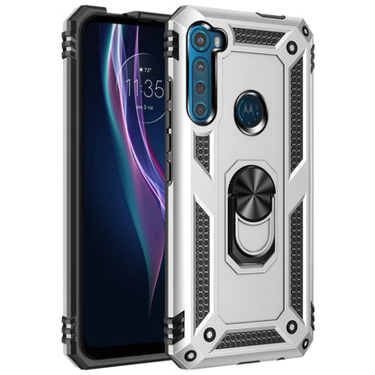 For Motorola Moto One Fusion Plus Shockproof TPU + PC Protective Case with 360 Degree Rotating Holder(Silver) - Motorola Cases by buy2fix | Online Shopping UK | buy2fix
