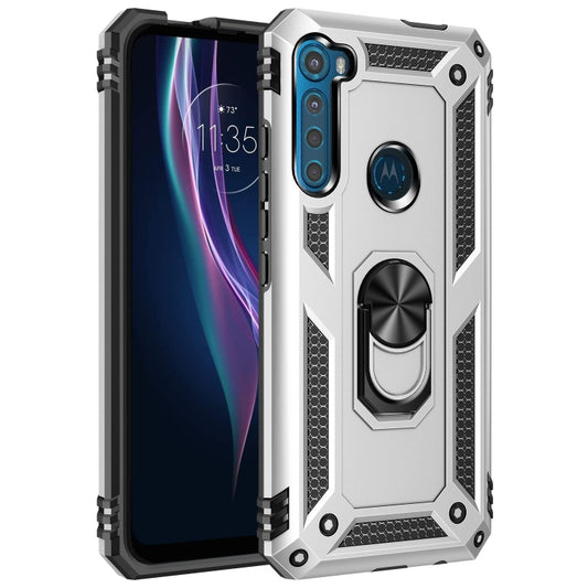 For Motorola Moto One Fusion Plus Shockproof TPU + PC Protective Case with 360 Degree Rotating Holder(Silver) - Motorola Cases by buy2fix | Online Shopping UK | buy2fix
