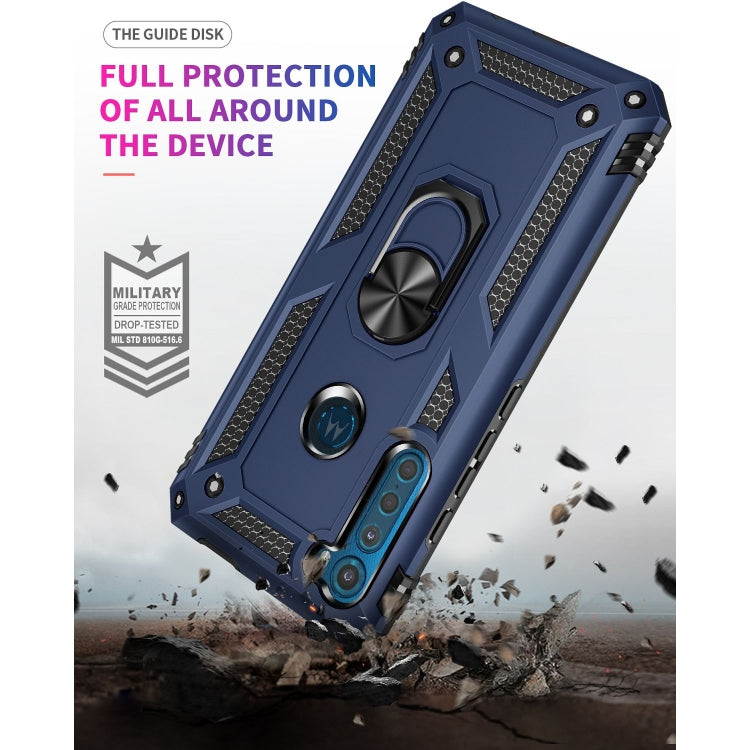 For Motorola Moto One Fusion Plus Shockproof TPU + PC Protective Case with 360 Degree Rotating Holder(Blue) - Motorola Cases by buy2fix | Online Shopping UK | buy2fix