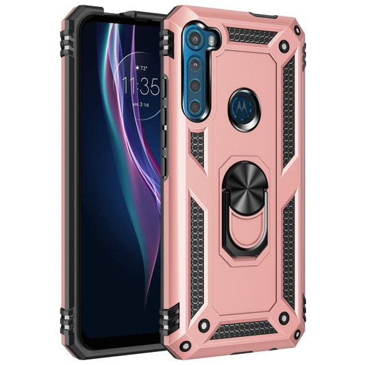 For Motorola Moto One Fusion Plus Shockproof TPU + PC Protective Case with 360 Degree Rotating Holder(Rose Gold) - Motorola Cases by buy2fix | Online Shopping UK | buy2fix