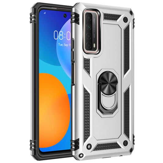 For Huawei P Smart 2021 Shockproof TPU + PC Protective Case with 360 Degree Rotating Holder(Silver) - Huawei Cases by buy2fix | Online Shopping UK | buy2fix