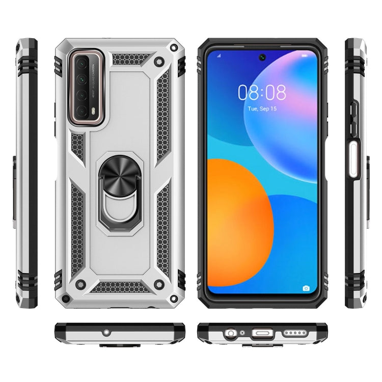 For Huawei P Smart 2021 Shockproof TPU + PC Protective Case with 360 Degree Rotating Holder(Silver) - Huawei Cases by buy2fix | Online Shopping UK | buy2fix