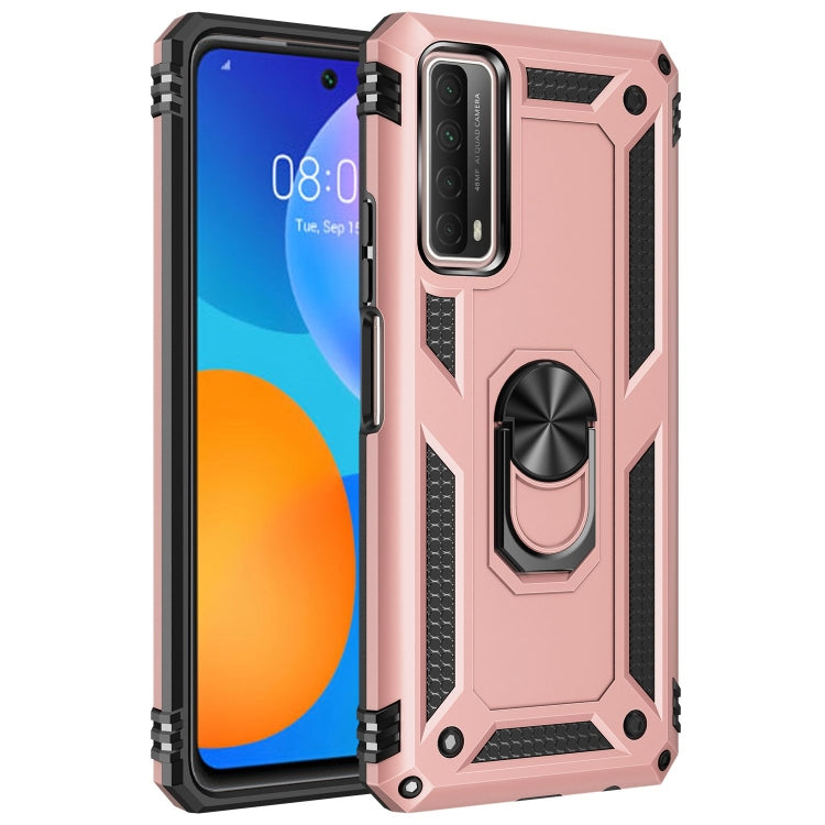 For Huawei P Smart 2021 Shockproof TPU + PC Protective Case with 360 Degree Rotating Holder(Rose Gold) - Huawei Cases by buy2fix | Online Shopping UK | buy2fix