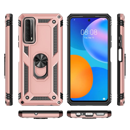 For Huawei P Smart 2021 Shockproof TPU + PC Protective Case with 360 Degree Rotating Holder(Rose Gold) - Huawei Cases by buy2fix | Online Shopping UK | buy2fix