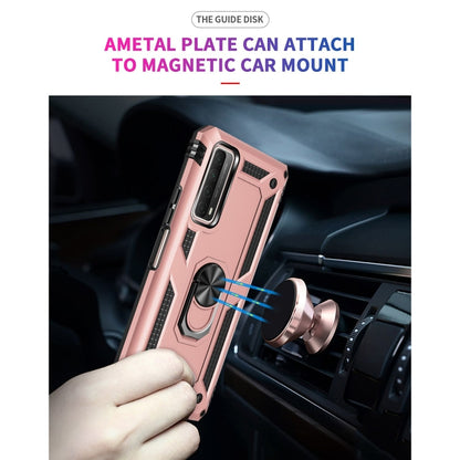 For Huawei P Smart 2021 Shockproof TPU + PC Protective Case with 360 Degree Rotating Holder(Rose Gold) - Huawei Cases by buy2fix | Online Shopping UK | buy2fix