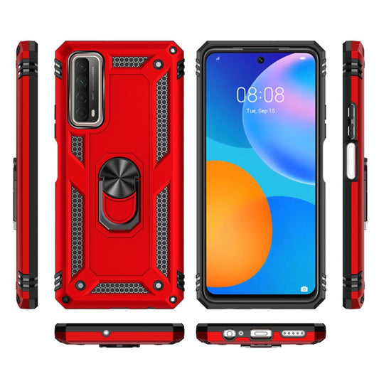 For Huawei P Smart 2021 Shockproof TPU + PC Protective Case with 360 Degree Rotating Holder(Red) - Huawei Cases by buy2fix | Online Shopping UK | buy2fix
