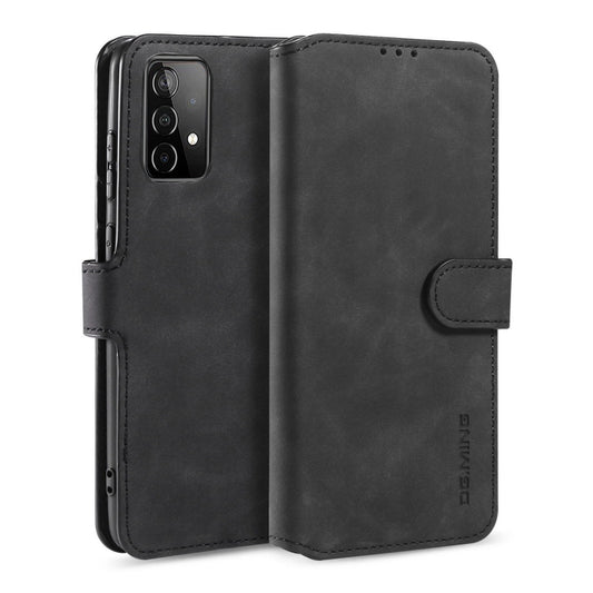For samsung Galaxy A52 5G / 4G DG.MING Retro Oil Side Horizontal Flip Leather Case with Holder & Card Slots & Wallet(Black) - Galaxy Phone Cases by DG.MING | Online Shopping UK | buy2fix