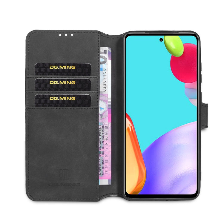 For samsung Galaxy A52 5G / 4G DG.MING Retro Oil Side Horizontal Flip Leather Case with Holder & Card Slots & Wallet(Black) - Galaxy Phone Cases by DG.MING | Online Shopping UK | buy2fix