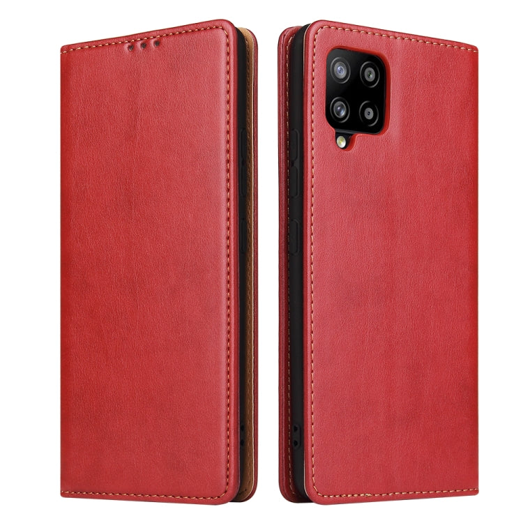 For Samsung Galaxy A42 5G Fierre Shann PU Leather Texture Horizontal Flip Case with Holder & Card Slots & Wallet(Red) by FIERRE SHANN