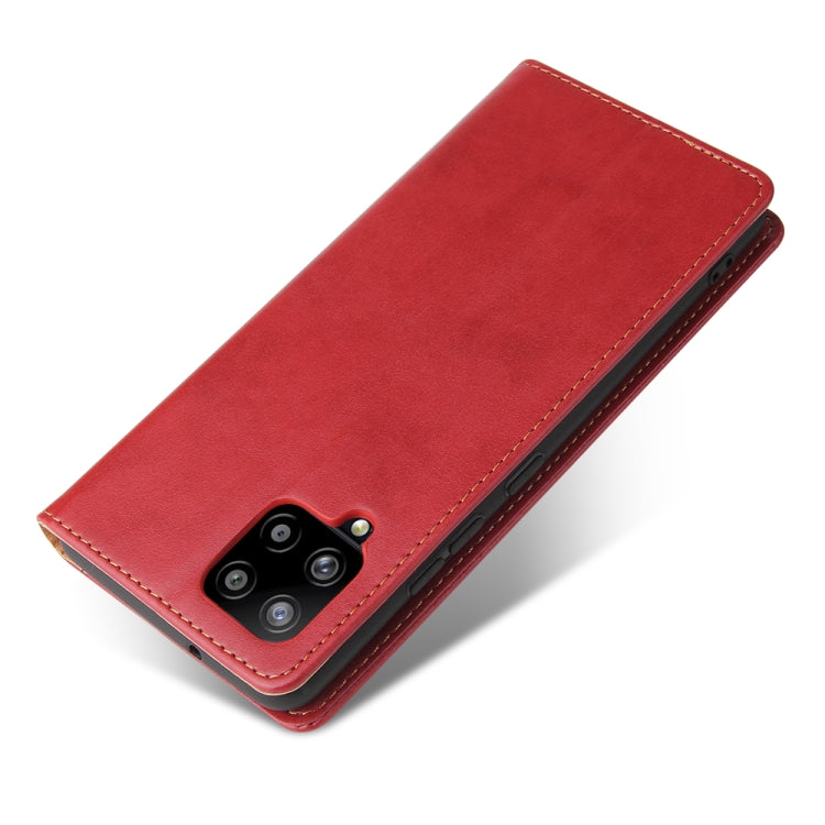 For Samsung Galaxy A42 5G Fierre Shann PU Leather Texture Horizontal Flip Case with Holder & Card Slots & Wallet(Red) by FIERRE SHANN