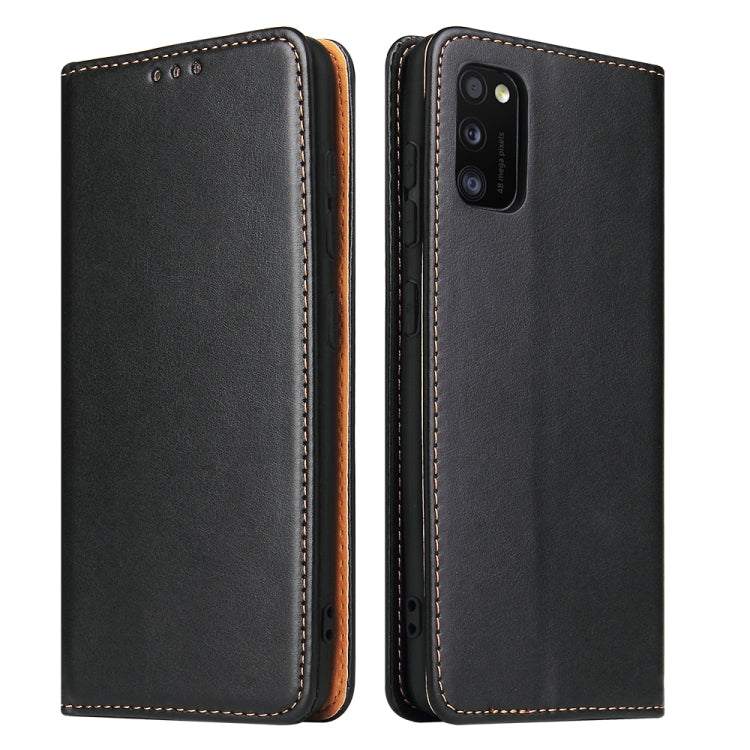 For Samsung Galaxy A41 Fierre Shann PU Leather Texture Horizontal Flip Case with Holder & Card Slots & Wallet(Black) by FIERRE SHANN