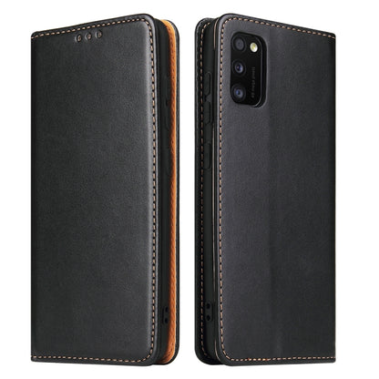For Samsung Galaxy A41 Fierre Shann PU Leather Texture Horizontal Flip Case with Holder & Card Slots & Wallet(Black) by FIERRE SHANN